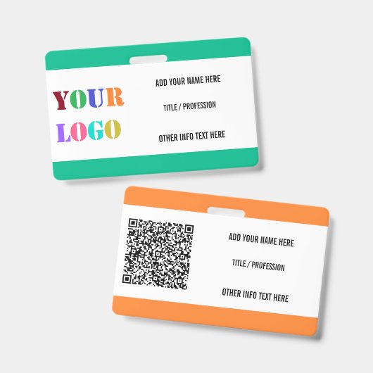 Logo or Photo and QR Code Name Badge Example (Voor- en achterkant)