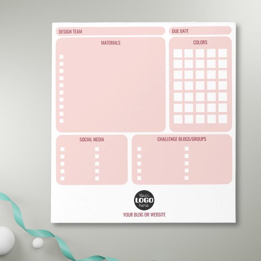 Logo Organizer voor Pink Card Making Design Team Notitieblok