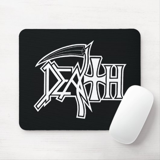 Logo over zwarte mousepad muismat (Met muis)