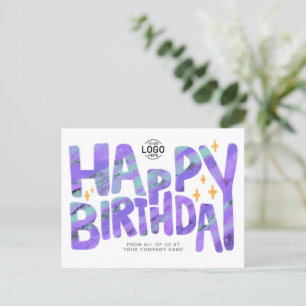 Logo Paarse Fun Crayon Handgeschreven Sterren Verj Briefkaart