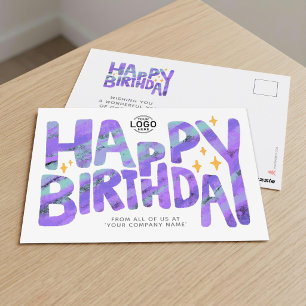 Logo Paarse Fun Crayon Handgeschreven Sterren Verj Briefkaart