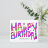 Logo Paarse Green Fun Crayon Handgeschreven Birthd Briefkaart (Staand voorkant)