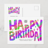 Logo Paarse Green Fun Crayon Handgeschreven Birthd Briefkaart (Voorkant / Achterkant)