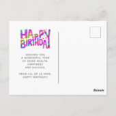 Logo Paarse Green Fun Crayon Handgeschreven Birthd Briefkaart (Achterkant)