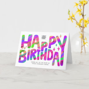 Logo Paarse Green Fun Crayon Handgeschreven Birthd Kaart