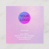 Logo Paarse kleurverloop verlooptextuur oorringen Vierkante Visitekaartje (Achterkant)