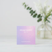 Logo Paarse kleurverloop verlooptextuur oorringen Vierkante Visitekaartje (Staand voorkant)