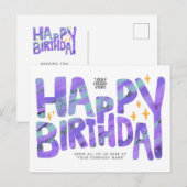 Logo Paarse vun krayon Handgeschreven sterren Birt Briefkaart (Voorkant / Achterkant)