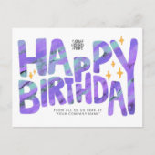 Logo Paarse vun krayon Handgeschreven sterren Birt Briefkaart (Voorkant)