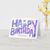 Logo Paarse vun krayon Handgeschreven sterren Birt Kaart (Gele Bloem)