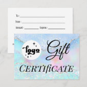 logo pastel nep glitters cadeaubon (Voorkant / Achterkant)