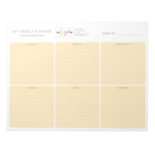 Logo Pastel Oranje Eenvoudige, niet-gedateerde wee Notitieblok (Voorkant)