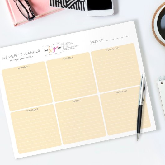 Logo Pastel Oranje Eenvoudige, niet-gedateerde wee Notitieblok