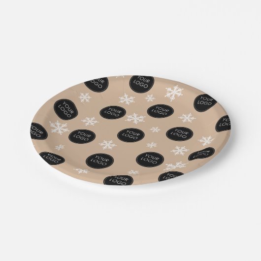 Logo Patroon Bedrijf Zakelijk Kerstmis Sneeuwvlokk Papieren Bordje (Gekanteld)