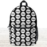 Logo Patroon Promotie Zakelijk Zwart Bedrukte Rugzak<br><div class="desc">Voeg je eigen logo toe aan dit ontwerp. Minimalistisch en professioneel. Geweldig voor een promotieproduct voor uw medewerkers,  medewerkers,  klanten en klanten. Ideaal voor shows,  reizen,  zakelijke of sportevenementen en weggeefacties. Voor andere versies,  zie het collectie.</div>