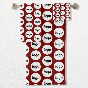 Logo Patroon Zakelijk Branding Wijnrood Bad Handdoek