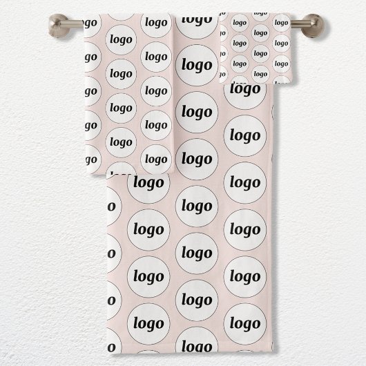 Logo Pattern Business Branding Blush Pink Bad Handdoek