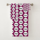 Logo Pattern Business Branding Dark Cherry Pink Bad Handdoek (Insitu)