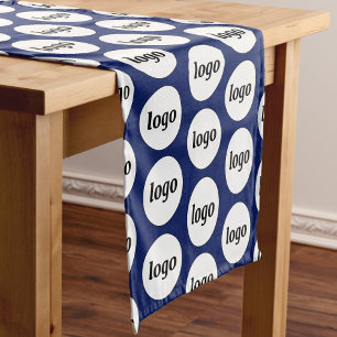 Logo Pattern Business Branding Marine Blauw Korte Tafelloper