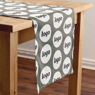 Logo Pattern Business Branding Sage Green Korte Tafelloper