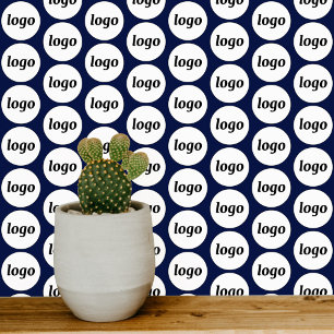 Logo Pattern Business Navy Blue Behang