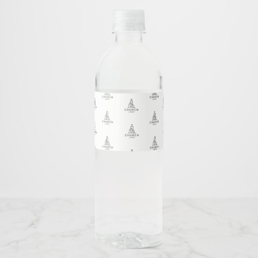 Logo Pattern Church Water Label Waterfles Etiket (Voorkant)