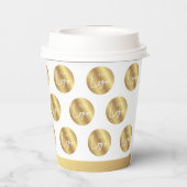 Logo Pattern Faux Gold Company Branded Event Papieren Bekers (Achterkant)