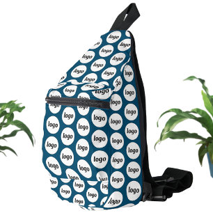 Logo Pattern Zakelijke Promotie Blauwgroen Groen Sling Bag