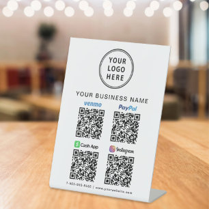 Logo Paypal Venmo CashApp Instagram QR-codes Reclamebord Met Voetstuk