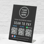 Logo Paypal Venmo CashApp QR Codes Black Reclamebord Met Voetstuk