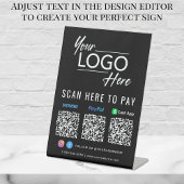 Logo Paypal Venmo CashApp QR Codes Black Reclamebord Met Voetstuk