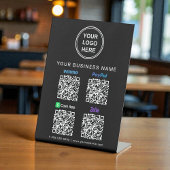 Logo Paypal Venmo CashApp Zelle QR Code Black Reclamebord Met Voetstuk