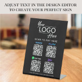Logo Paypal Venmo CashApp Zelle QR Code Black Reclamebord Met Voetstuk