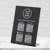 Logo Paypal Venmo CashApp Zelle QR Code Black Reclamebord Met Voetstuk