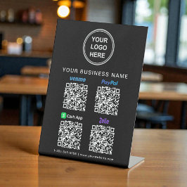 Logo Paypal Venmo CashApp Zelle QR-code Zwart Reclamebord Met Voetstuk