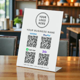 Logo Paypal Venmo CashApp Zelle QR-codes Reclamebord Met Voetstuk