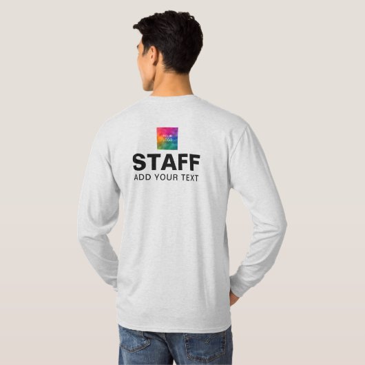 Logo Personeel Mannen ash Grey Long Hoeve T-shirt (Achterkant volledig)
