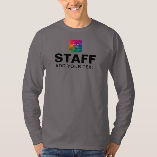 Logo Personeel team Lange hoes Mannen grijs T-shirt (Voorkant)