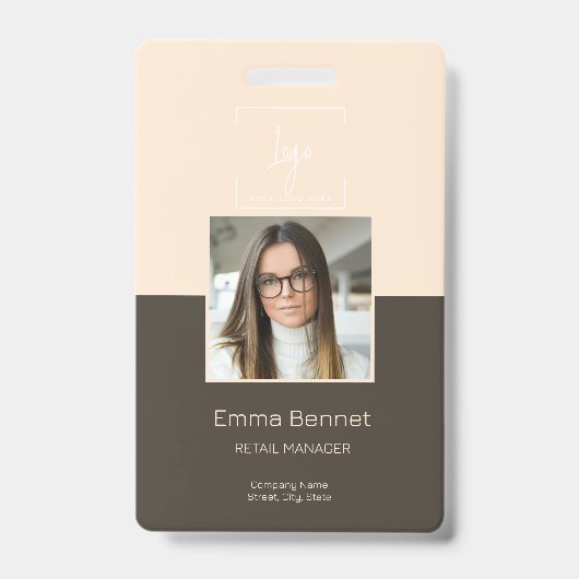 Logo Personeelsfoto ID Bedrijfsnaam  Badge (Voorzijde)