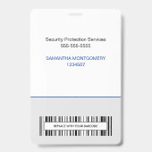 Logo Personeelsfoto Naam Bar Code Blauw Grijs ID Badge (Achterkant)