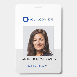 Logo Personeelsfoto Naam Bar Code Blauw Grijs ID Badge