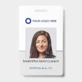 Logo Personeelsfoto Naam Bar Code Blauw Grijs ID Badge
