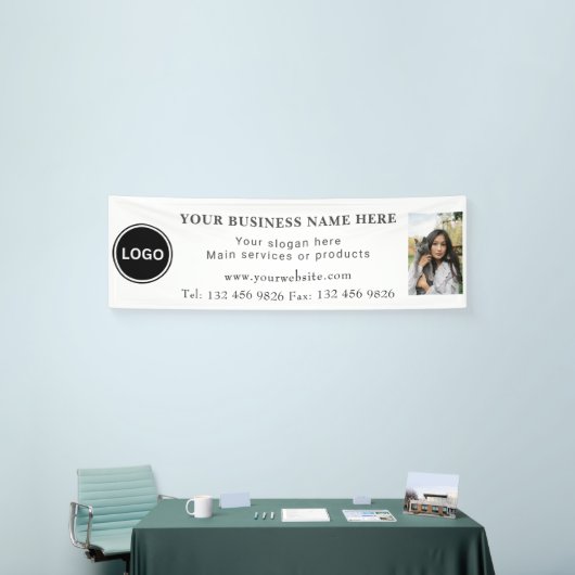 Logo Photo Business Contactgegevens bewerkbaar Spandoek (Beurs)