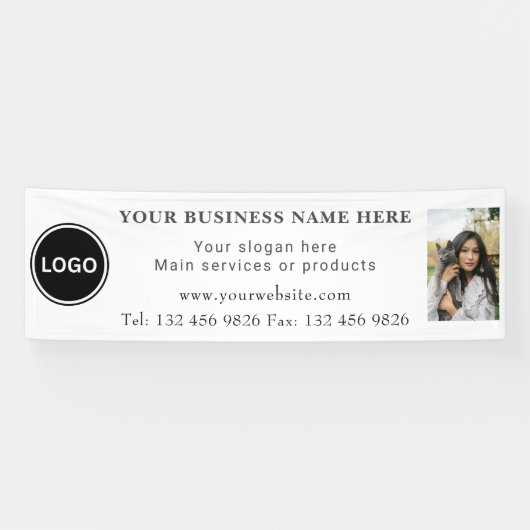 Logo Photo Business Contactgegevens bewerkbaar Spandoek (Horizontaal)