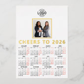 Logo Photo Clean White Minimalist Business 2026 Folie Feestdagenkaart (Voorkant)