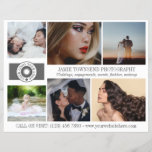 Logo Photo Collage Professional Photographer QR Flyer<br><div class="desc">Marketing flyer voor een professionele fotograaf gepersonaliseerd met uw foto's, logo's, contactgegevens, aangepaste tekst en QR-code. Professionele fotograaf flyer om uw bedrijf te promoten gepersonaliseerd met zes foto's aan de zijkant, samen met uw logo, bedrijfsnaam, tagline en contactgegevens. Voeg op de achterkant je logo, QR-code en sociale media, contactgegevens en...</div>