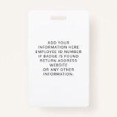 Logo Photo Employee ID Badge (Achterkant)