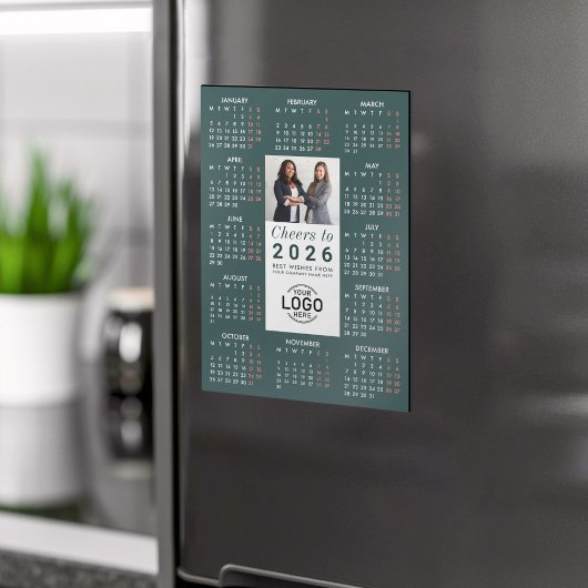 Logo Photo Green Calendar 2026 Magnetic Card Magnetische Uitnodiging