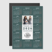 Logo Photo Green Calendar 2026 Magnetic Card Magnetische Uitnodiging (Voorkant / Achterkant)