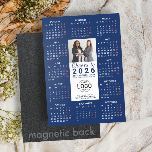 Logo Photo Info Blauwe Kalender 2026 Magnetische K Magnetische Uitnodiging